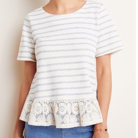 Anthropologie Sweaters - Anthropologie Eri + Ali Striped Lace Sweater Top